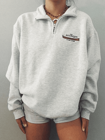 Sweatshirt mit Viertelreißverschluss und Print