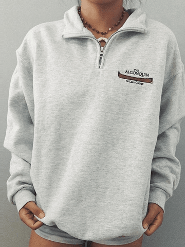 Sweatshirt mit Viertelreißverschluss und Print