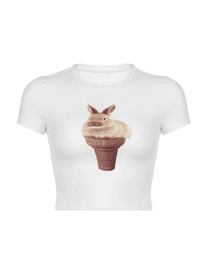 Rabbit Cone Printed Crop Top
