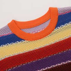 Stripe Short Sleeve Crop Knit Top