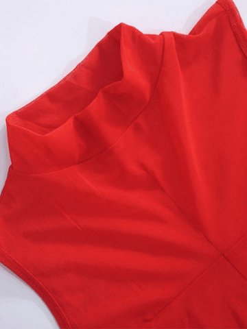 Rotes kurzes Tanktop aus Netzstoff