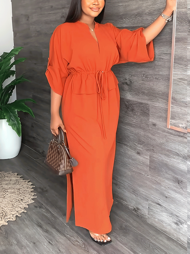 V-neck Split Maxi Dress