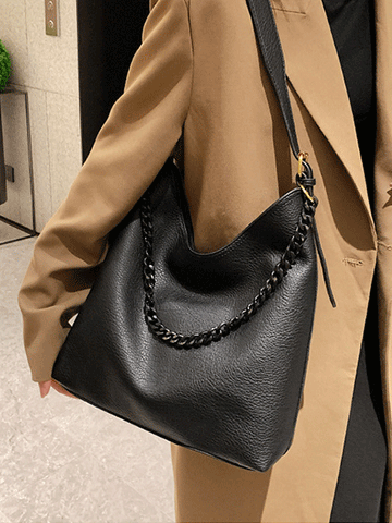 PU Solid Shoulder Bag