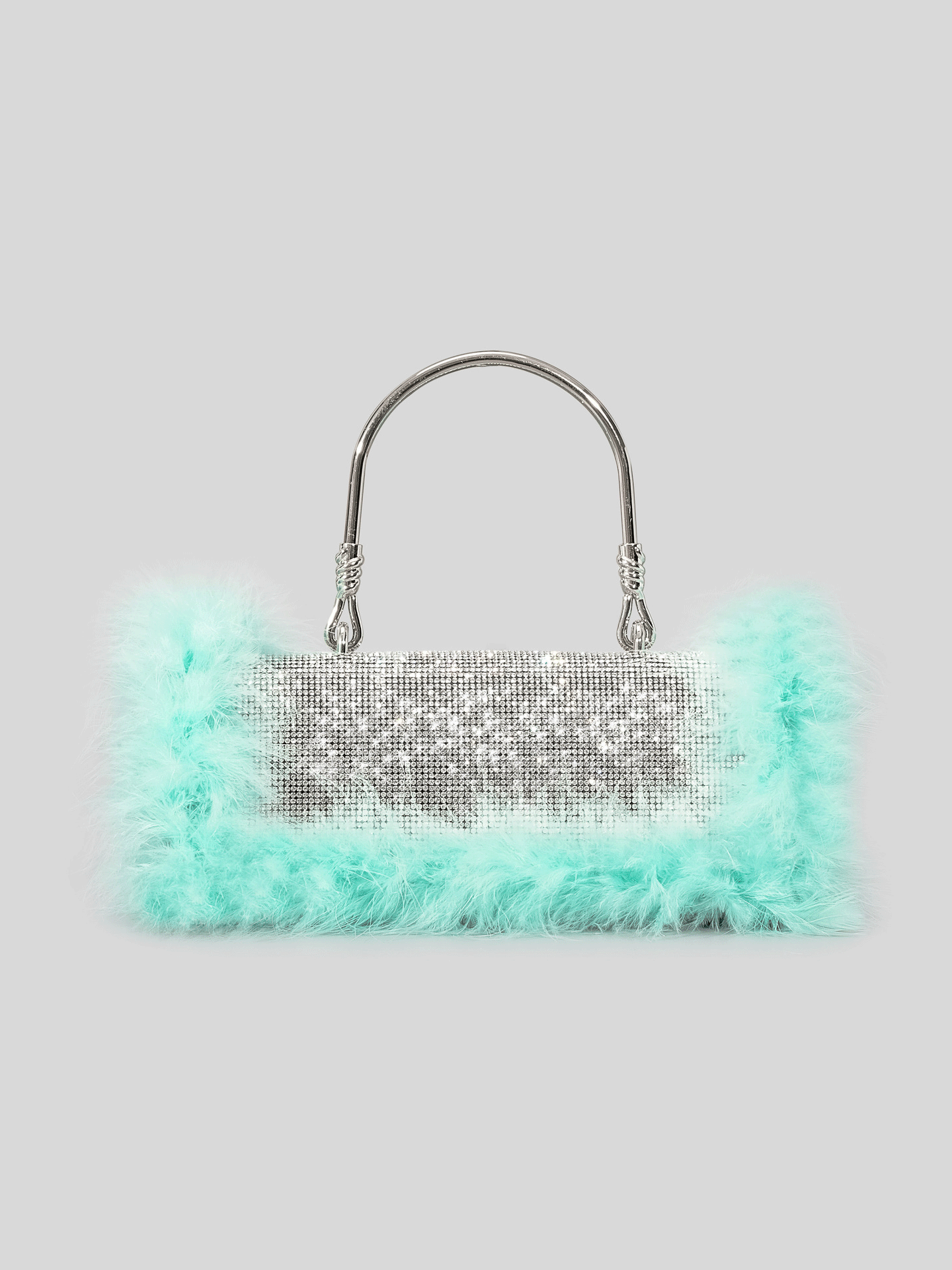 Bolso de mano de noche con diamantes de imitación peludos