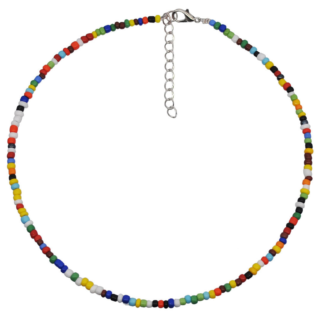 Enamel Mixed Color Beaded Choker Necklace - Multicolor