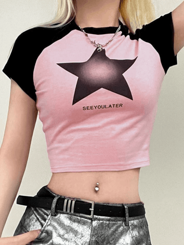 Camiseta de manga corta raglán con estrellas