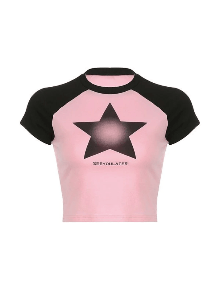 Camiseta de manga corta raglán con estrellas