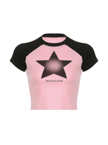 Camiseta de manga corta raglán con estrellas