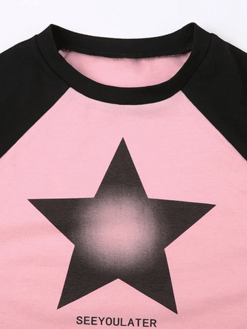 Camiseta de manga corta raglán con estrellas