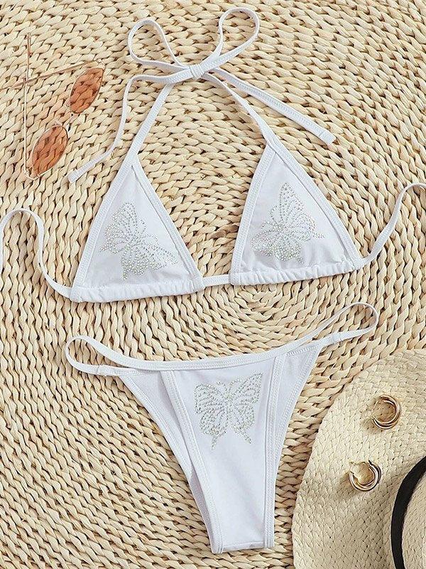 Strass-Schmetterlings-Bikini-Set