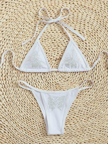 Strass-Schmetterlings-Bikini-Set