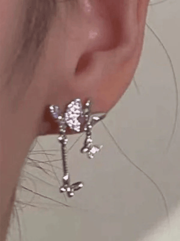 Rhinestone Dainty Butterfly Earrings