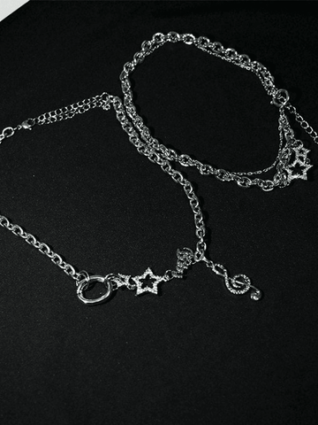Rhinestone Decor Charm Necklace