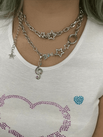 Rhinestone Decor Charm Necklace