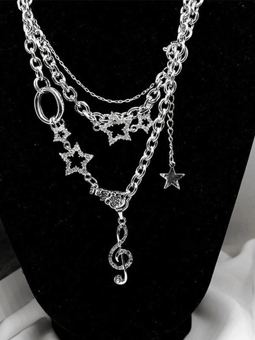 Rhinestone Decor Charm Necklace