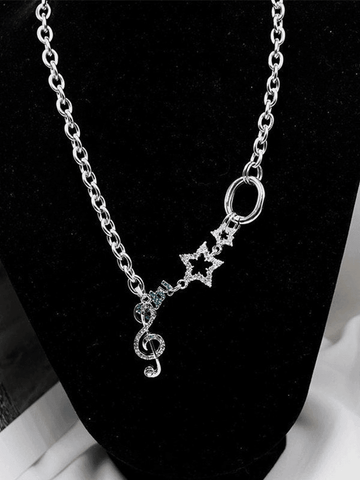 Rhinestone Decor Charm Necklace