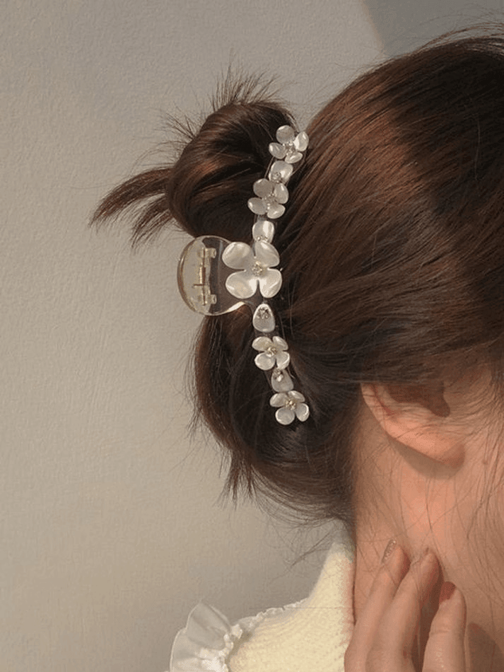 Rhinestone Decor Floral Hair Claw