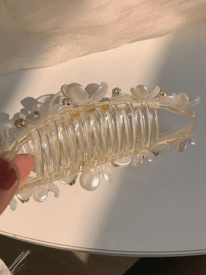 Rhinestone Decor Floral Hair Claw