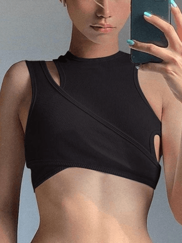 Geripptes Crop-Tanktop-Set