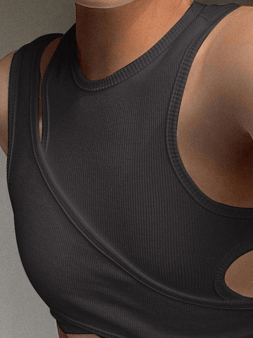 Geripptes Crop-Tanktop-Set