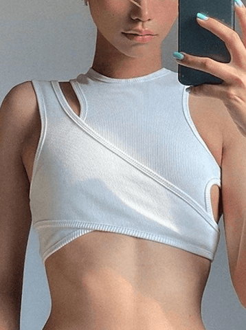 Geripptes Crop-Tanktop-Set