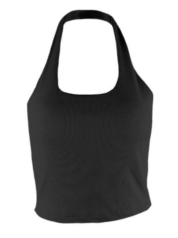 Top de tirantes con cuello halter acanalado