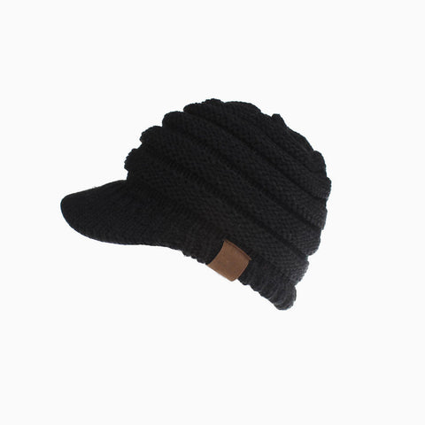 Gorro de vendedor de periódicos de invierno con cola de caballo de punto acanalado Cozy Me Up