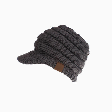 Gorro de vendedor de periódicos de invierno con cola de caballo de punto acanalado Cozy Me Up