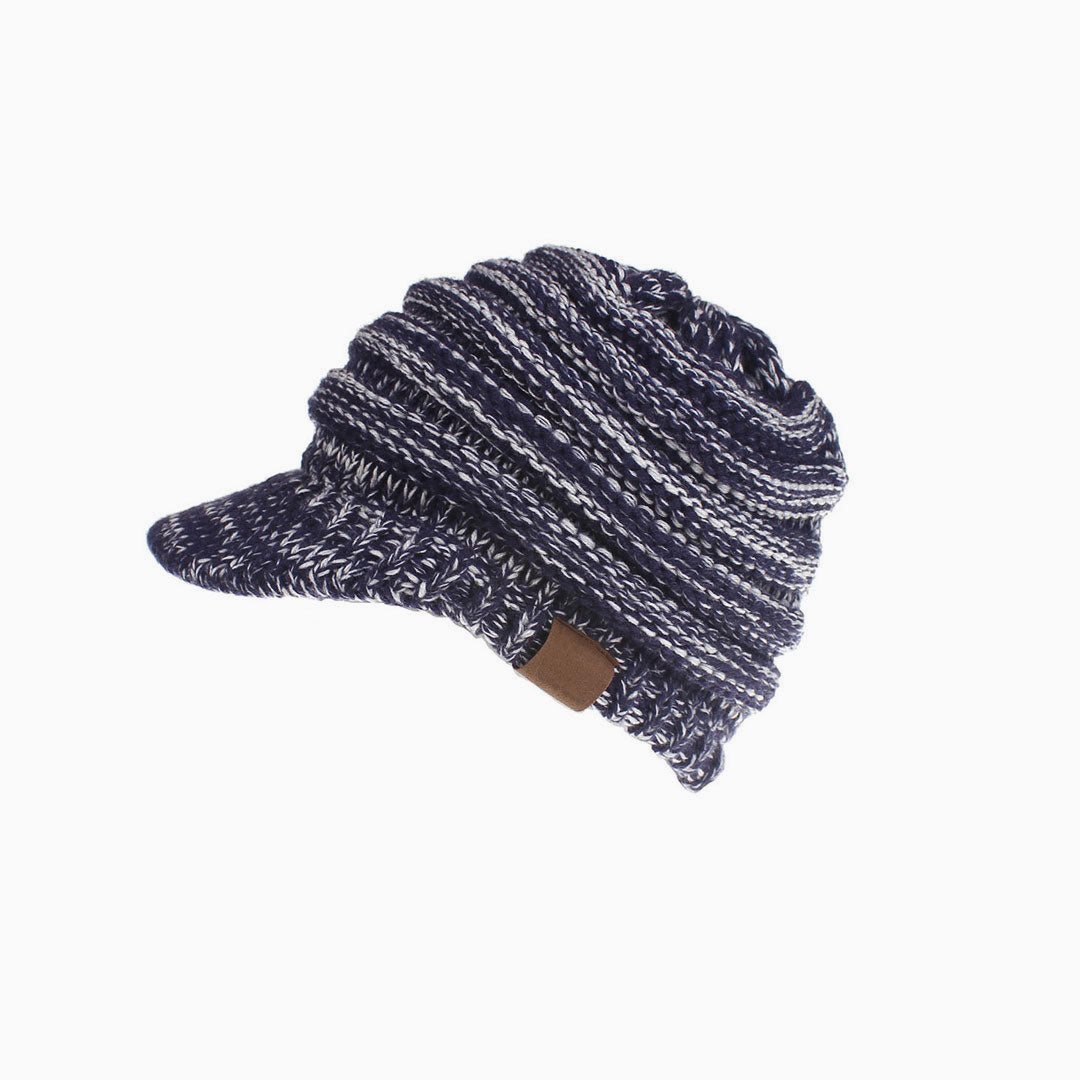 Cozy Me Up Ribbed Knit Ponytail Winter Newsboy Hat