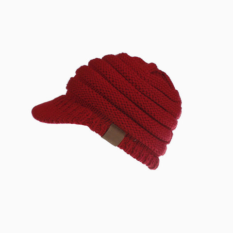 Gorro de vendedor de periódicos de invierno con cola de caballo de punto acanalado Cozy Me Up