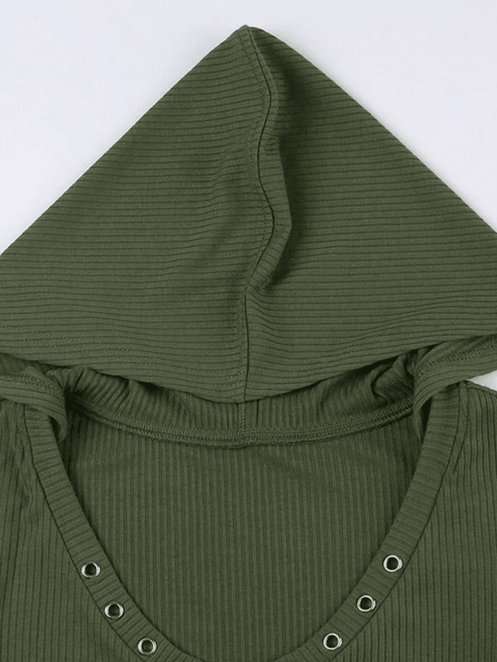 Ribbed Knit Star Hooded Top