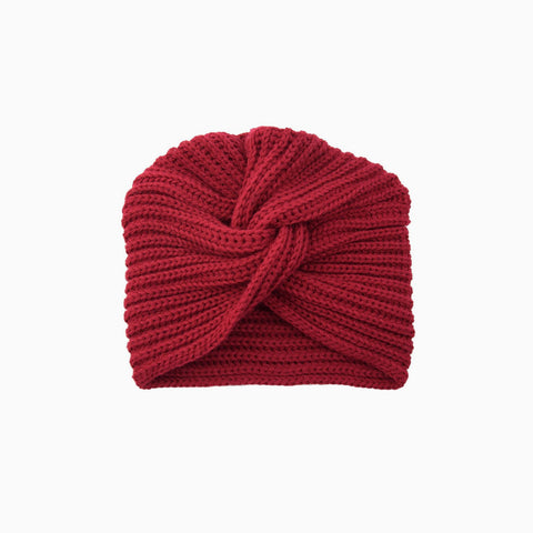 Turbante de invierno con parte delantera retorcida y ribeteado en color sólido Cozy Me Up