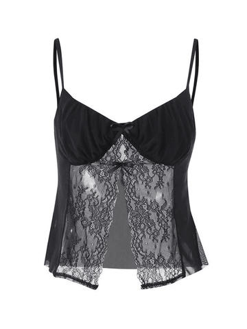 Ribbon Lace Patchwork Cutout Cami Top