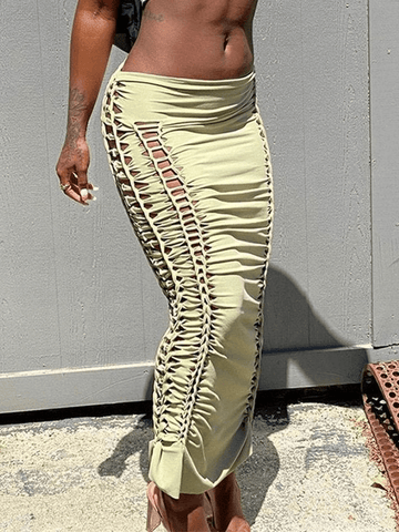 Ruched Cut Out Maxi Skirt