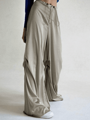 Ruched Drapey Casual Straight Leg Pants
