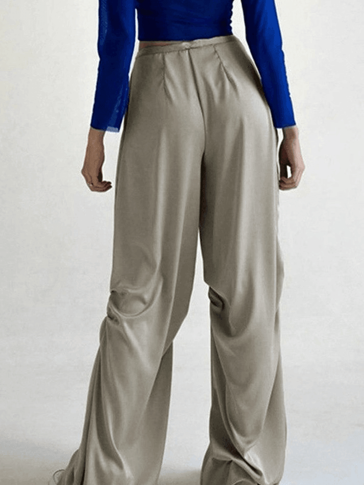 Ruched Drapey Casual Straight Leg Pants