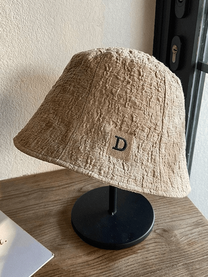 Ruched Letter Embroidery Bucket Hat