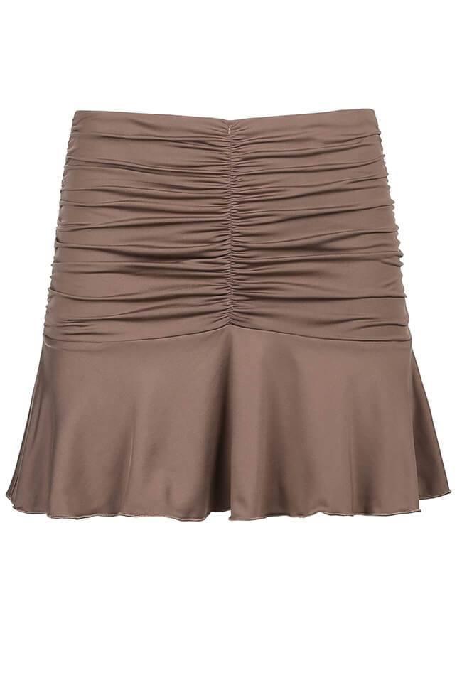Ruched Ruffle Mini Skirt