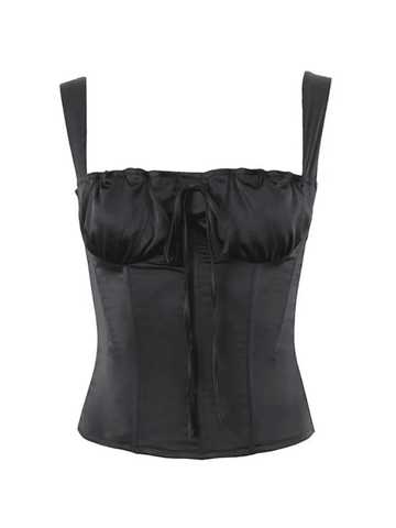 Ruched Tie Front Corset Top