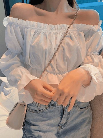 Ruffle Off Shoulder Long Sleeve Blouse