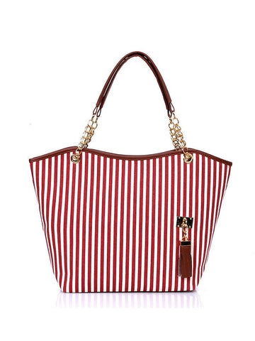 Stripe Fringe Tote Bag