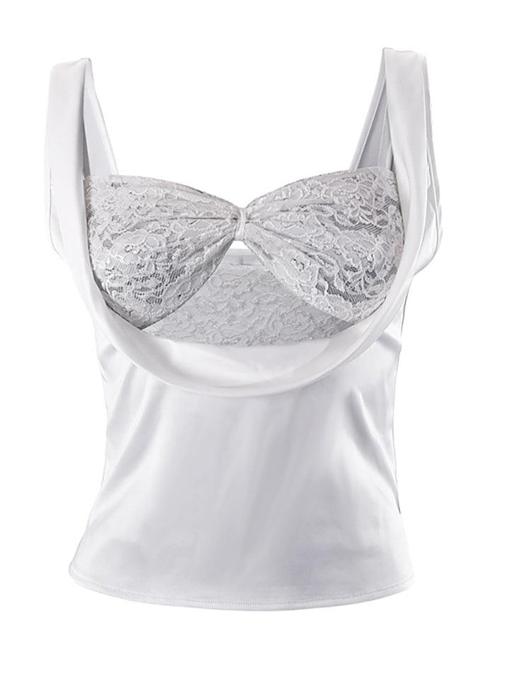 Bralette-Top aus Satin mit drapierter Spitze