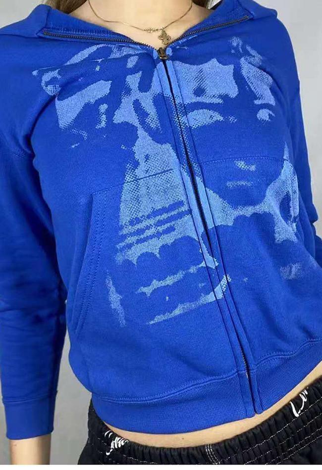 Sudadera con capucha y cremallera serigrafiada