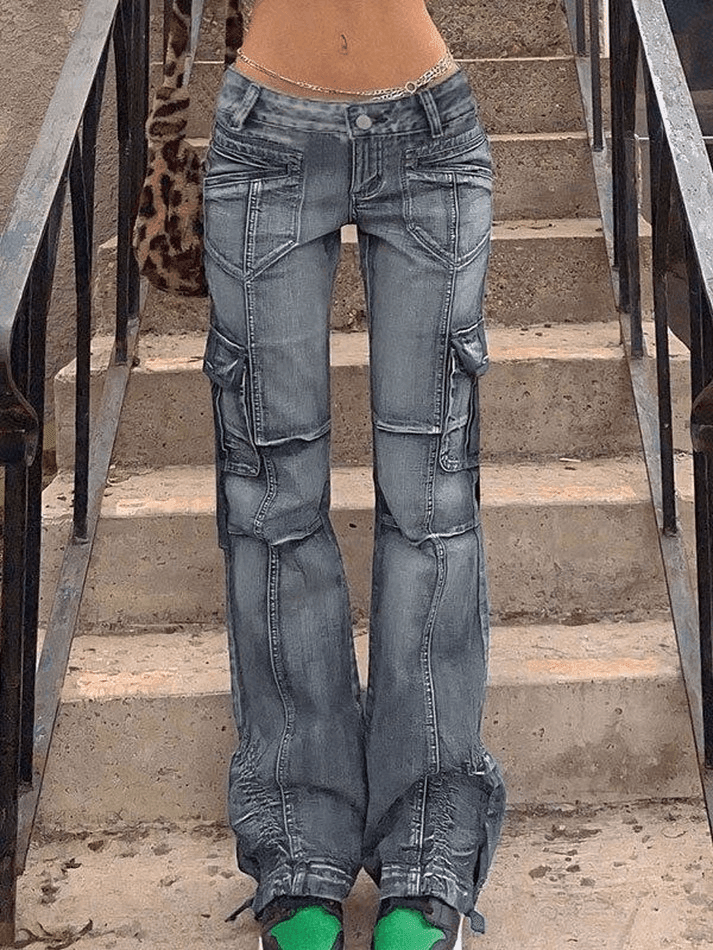Seam Detail Pocket Cargo Jeans