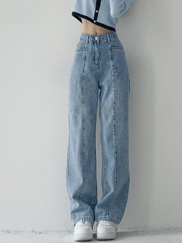 Seam Detail Washed Boyfriend Jeans