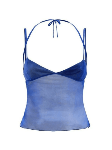 Halbtransparentes, kurzes Camisole-Top aus Netzstoff