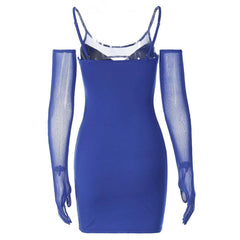 Panel Glove Bodycon Party Mini Dress - Royal Blue