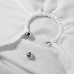 Ruched O Ring Cutout Halter Sleeveless Bodycon Mini Dress - White