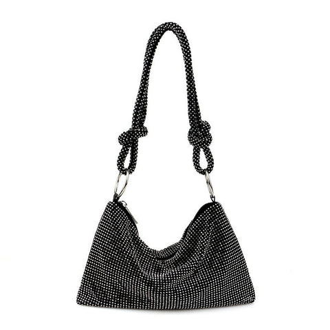 Bolso de fiesta con nudo y cristales brillantes - Negro