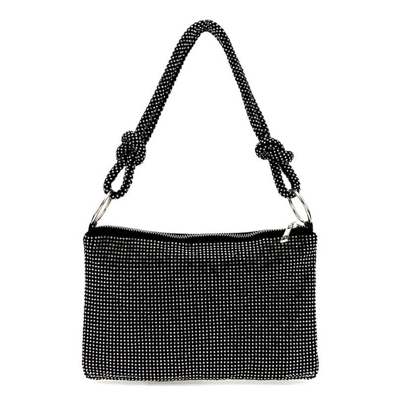 Bolso de fiesta con nudo y cristales brillantes - Negro